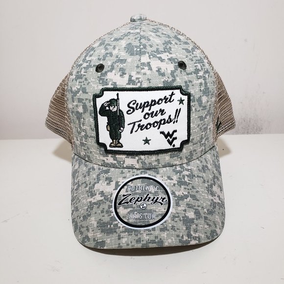 West Virginia Mountaineers Hat Cap Snap Back Camo Zephyr Support Our Troops OHT - Picture 1 of 13